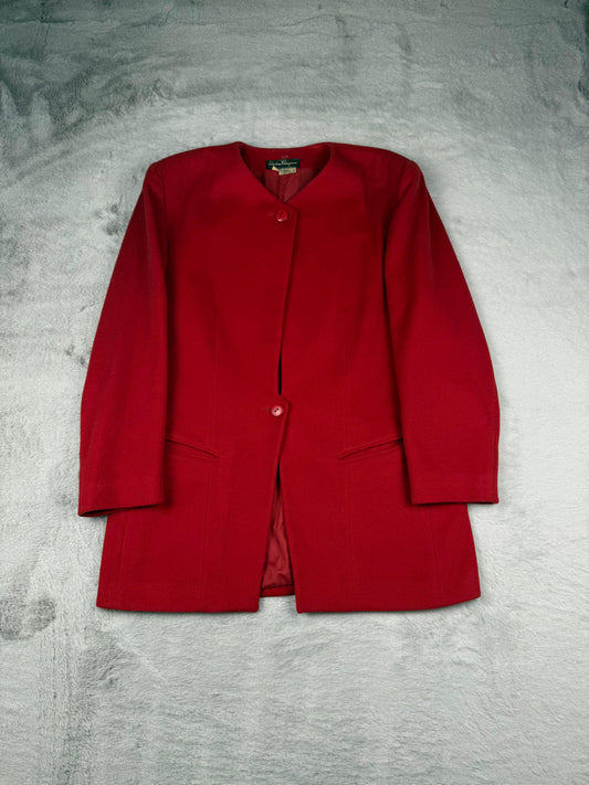 Salvatore Ferragamo Cappotto Rosso Taglia 46 Donna Vintage Retro