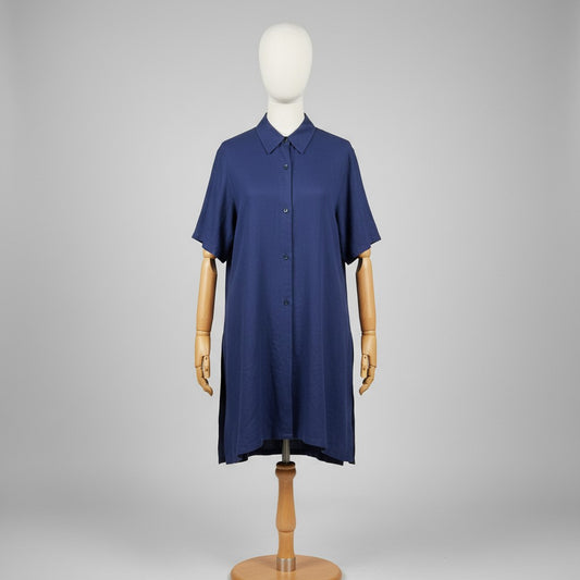 Max Mara Camicia Lino Blu L Made in Italy Vintage Donna