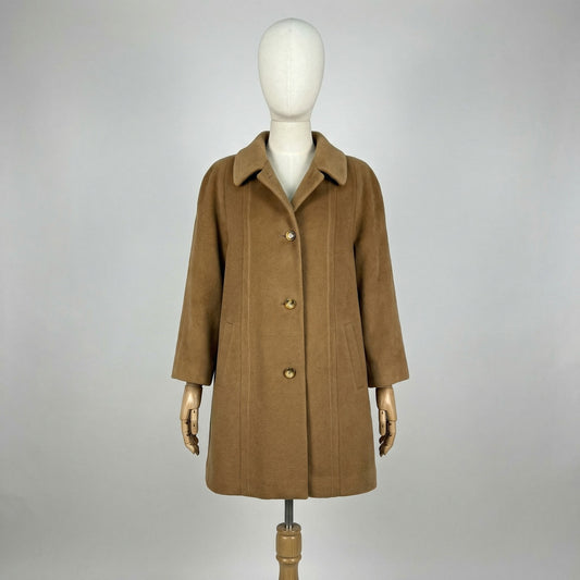 Cappotto Piacenza 1733 Lana Vergine Marrone M Made in Italy Vintage Donna