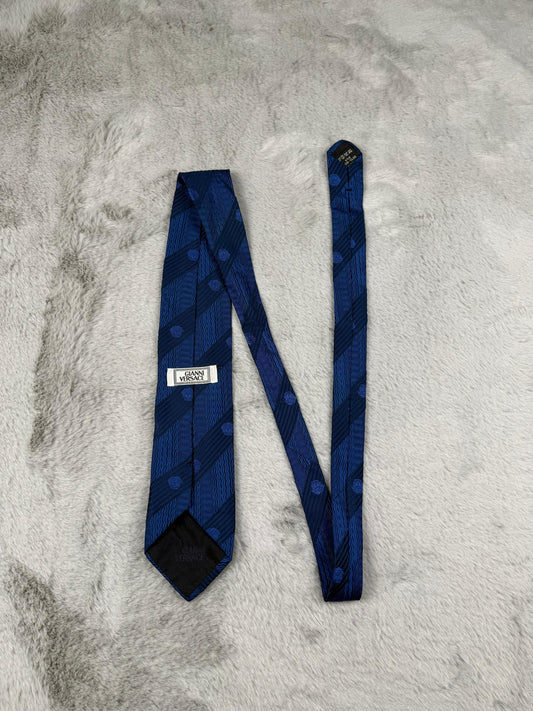 Gianni Versace Cravatte Blu Taglia Unisex Vintage Retro