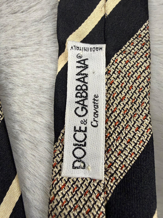 Dolce&Gabbana Cravatta Vintage Beige Nero 90s Y2K