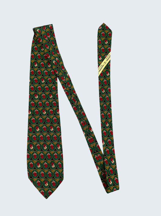Valentino Cravatta Seta Verde Vintage Italian Luxury