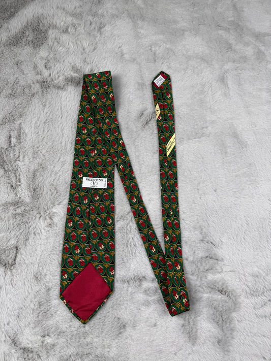 Valentino Cravatta Seta Verde Vintage Italian Luxury