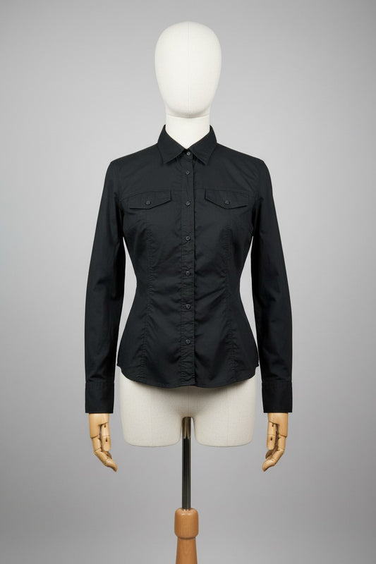 Versace Jeans Couture Camicia Nero Taglia L Donna Vintage Y2K