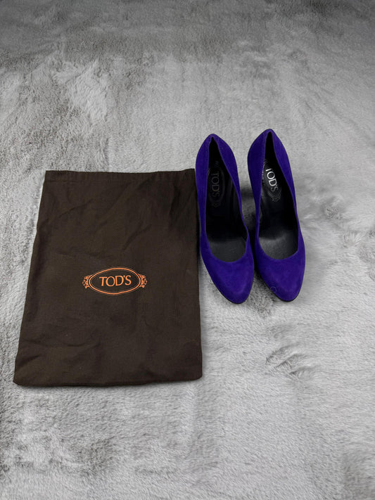 Tod's Dècolletè Viola Taglia 39 Donna Vintage Retro