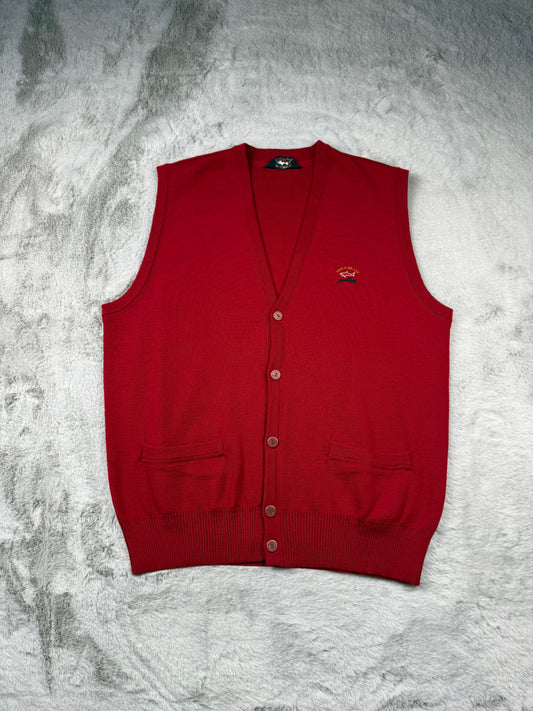 Paul&shark Gilet Rosso Taglia L Uomo Vintage Workwear Archive
