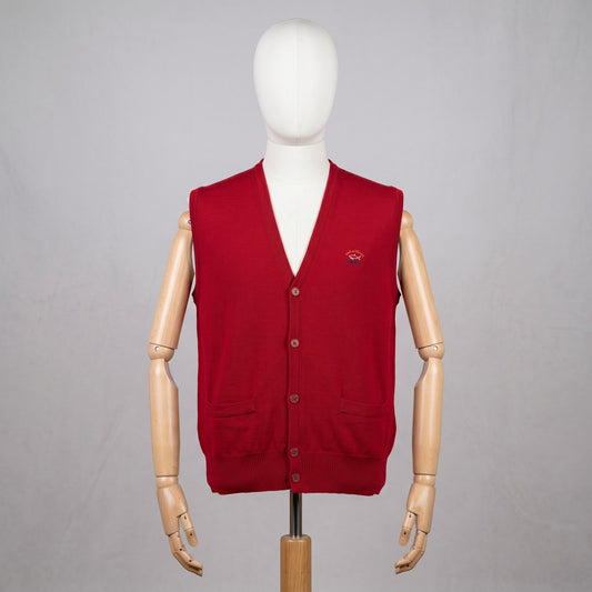 Paul&shark Gilet Rosso Taglia L Uomo Vintage Workwear Archive