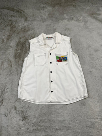 Missoni Camicia Smanicata Bianco Taglia XS Donna Vintage Y2K
